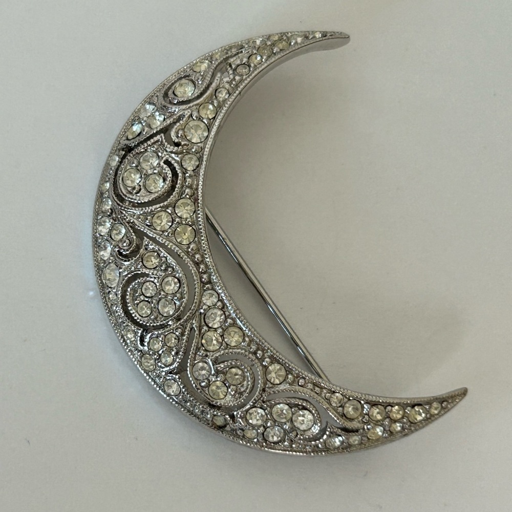 Attwood and Sawyer crystal moon brooch